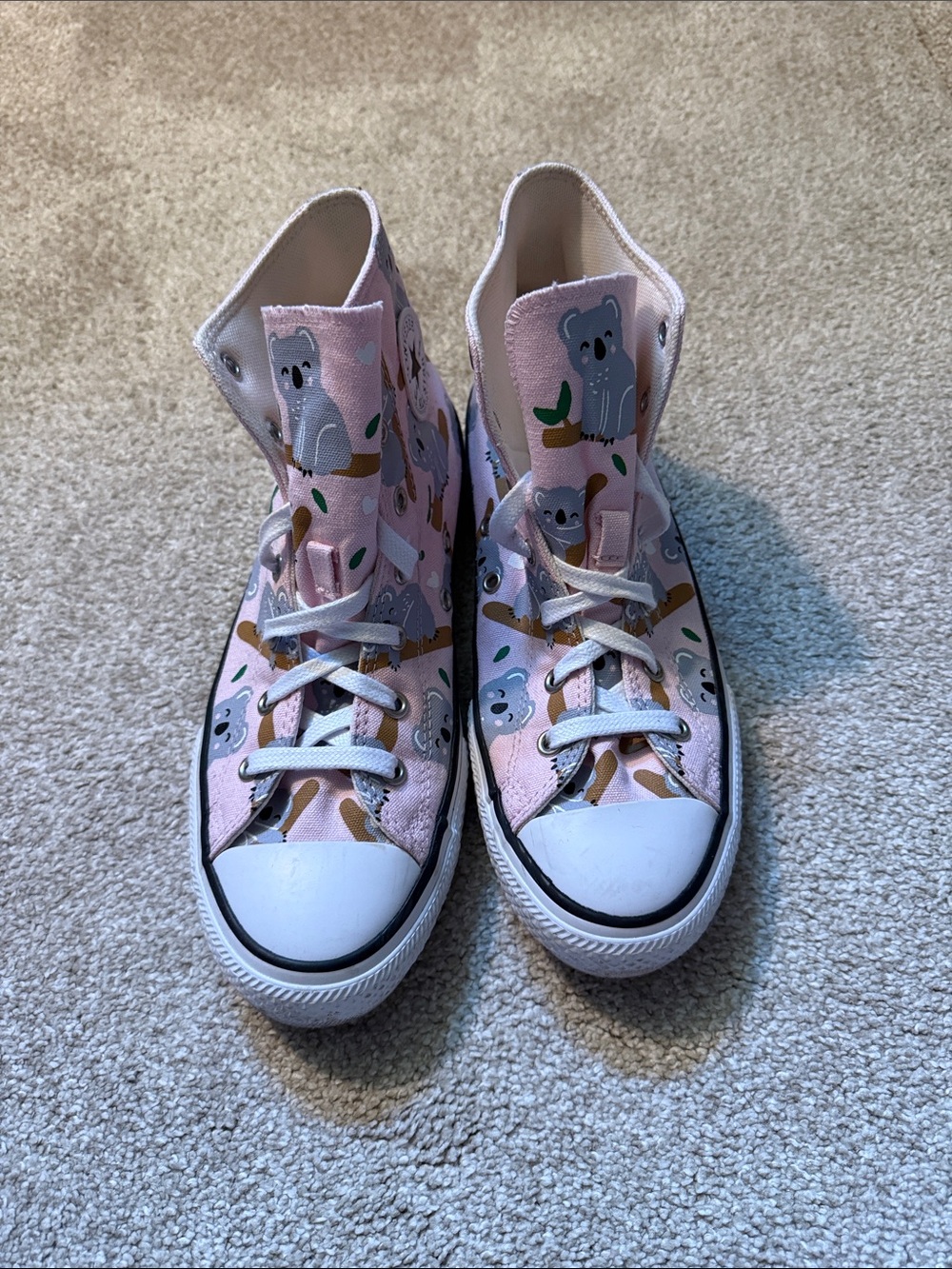 Converse Pink High-Top Sneakers with Koala Print